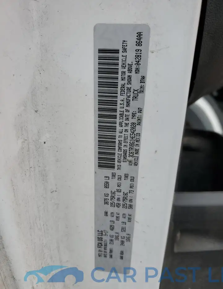 3C6TRVBG1HE542020# 13