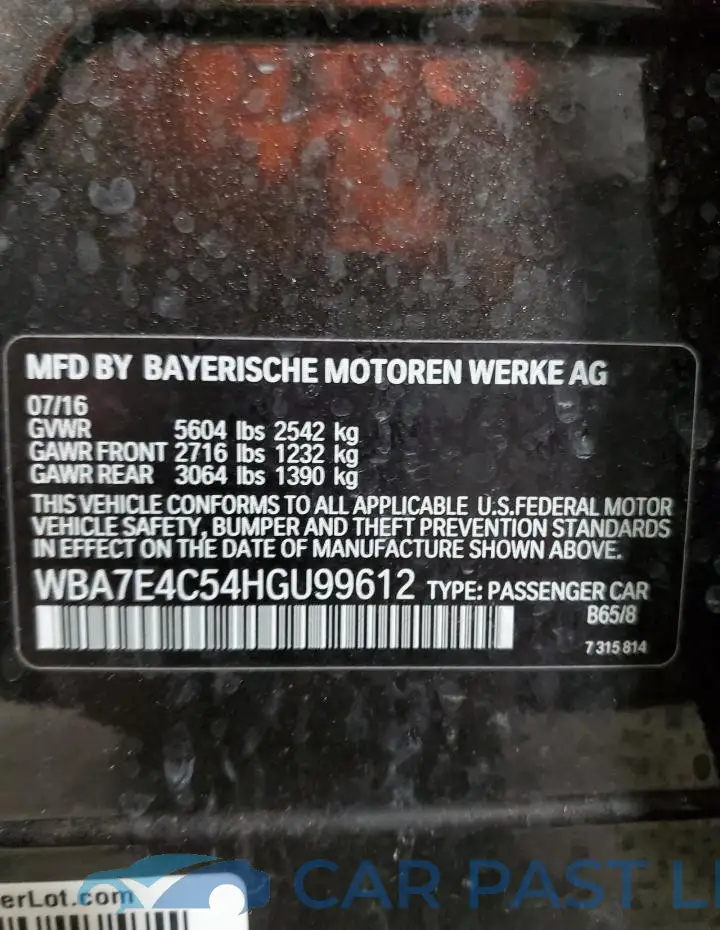 WBA7E4C54HGU99612# 13