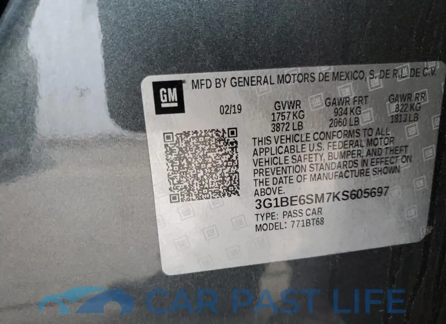 3G1BE6SM7KS605697# 12