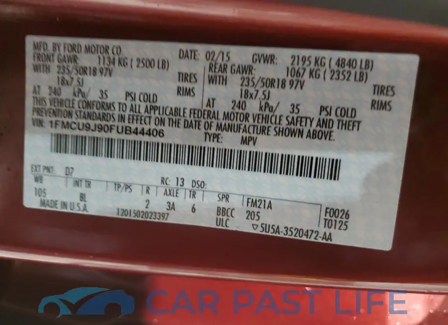 1FMCU9J90FUB44406# 13