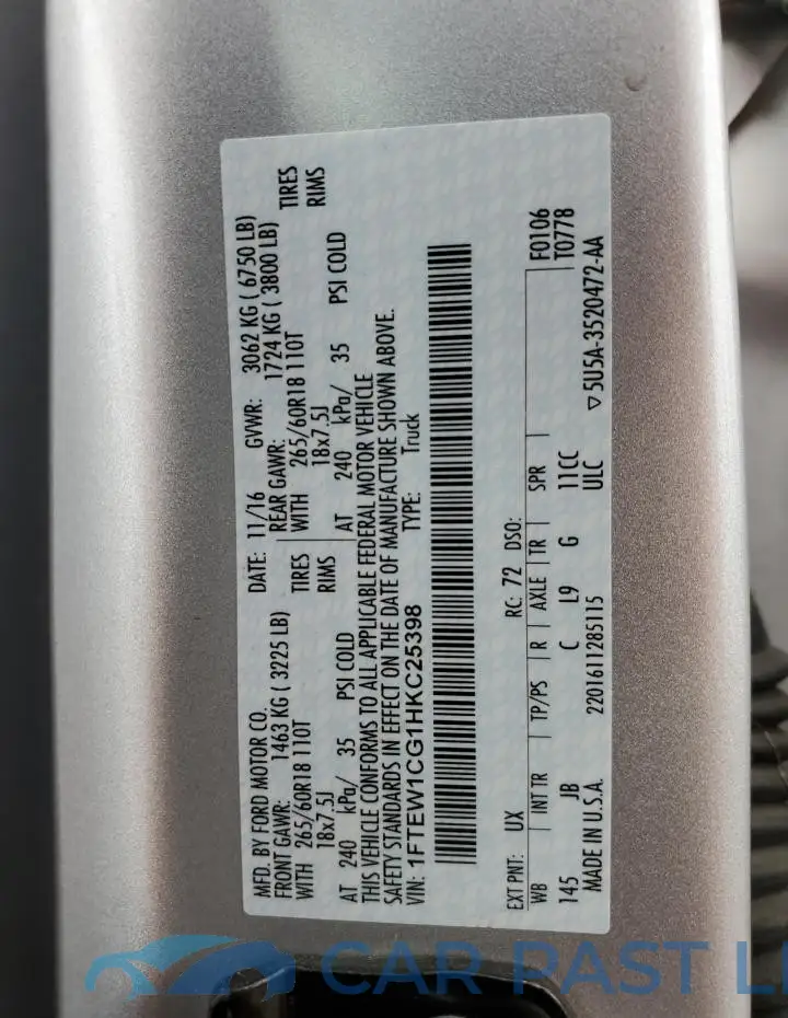 1FTEW1CG1HKC25398# 12