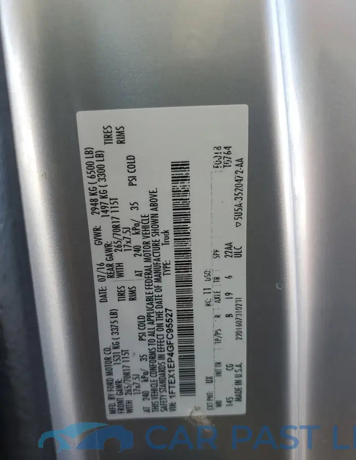 1FTEX1EP4GFC95527# 12