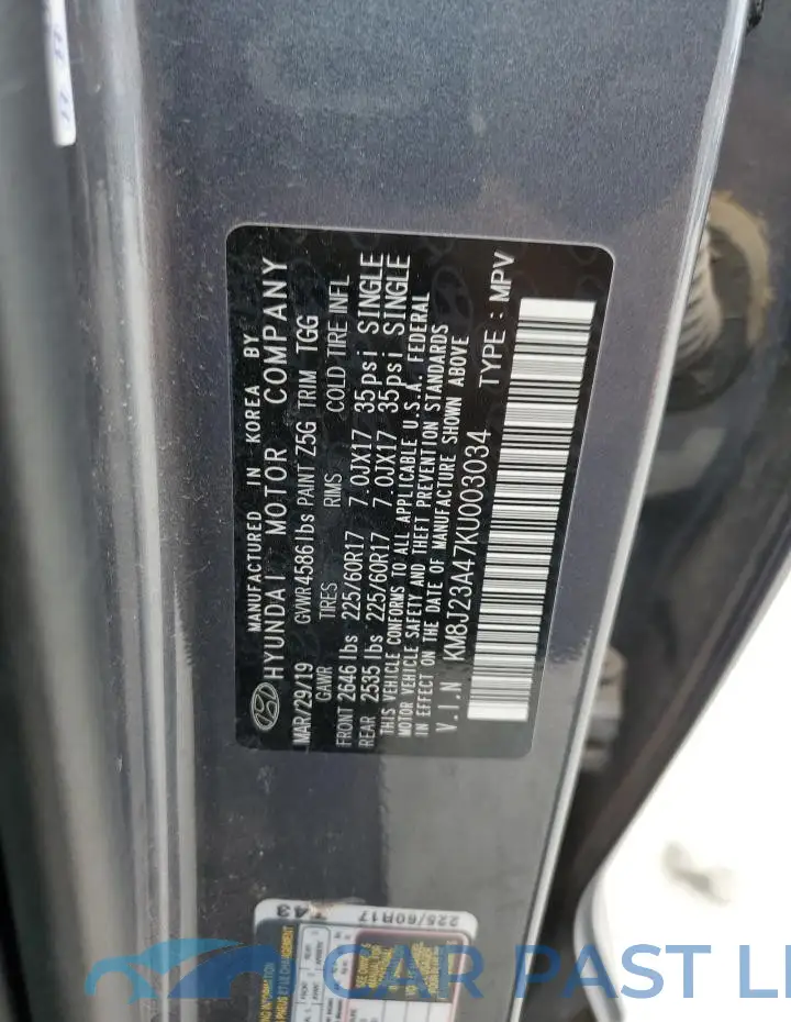 KM8J23A47KU003034# 12
