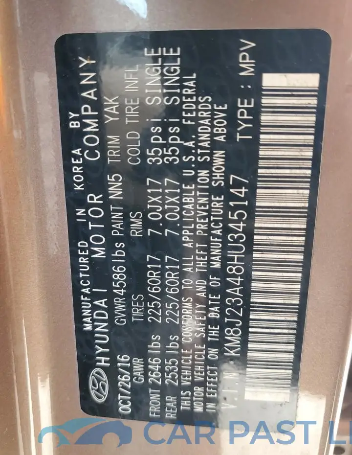 KM8J23A48HU345147# 13