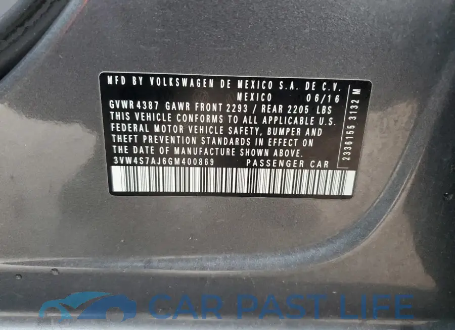 3VW4S7AJ6GM400869# 12