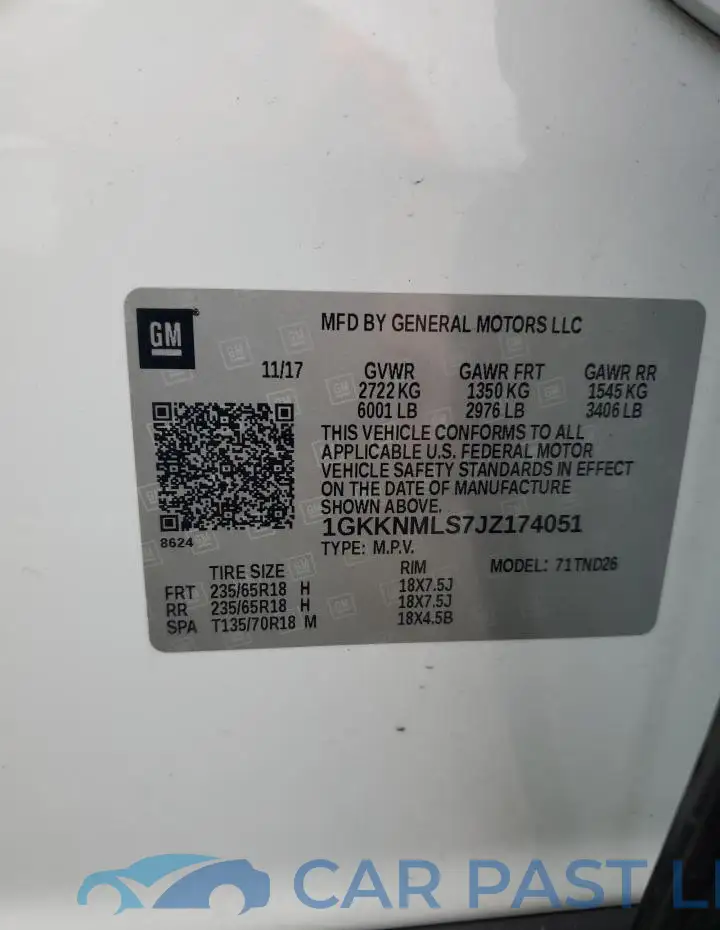 1GKKNMLS7JZ174051# 12