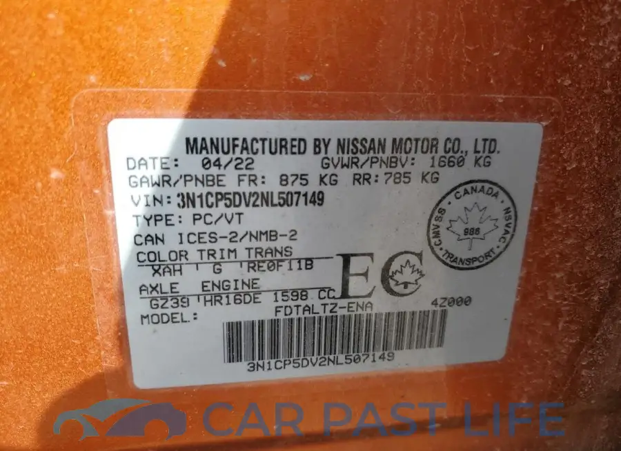 3N1CP5DV2NL507149# 13