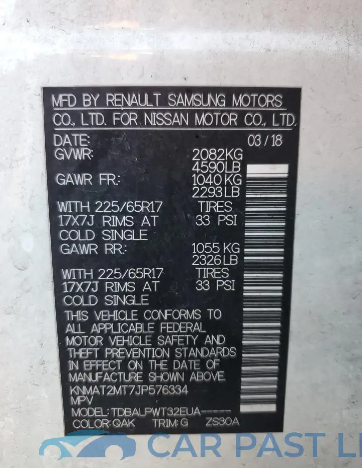KNMAT2MT7JP576334# 13
