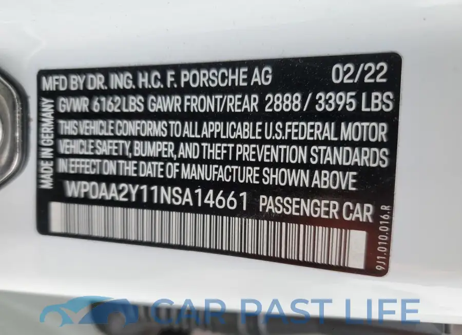 WP0AA2Y11NSA14661# 12