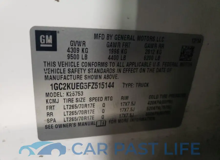 1GC2KUEG5FZ515144# 12