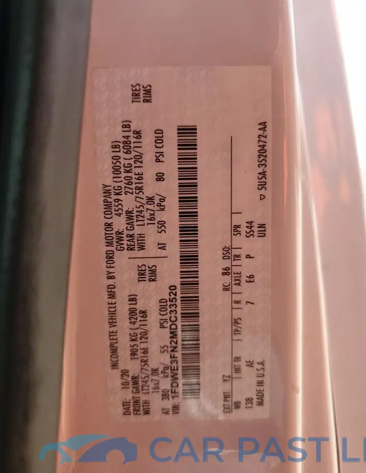 1FDWE3FN2MDC33520# 12