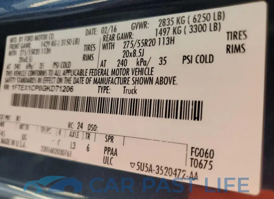 1FTEX1CP0GKD71206# 13