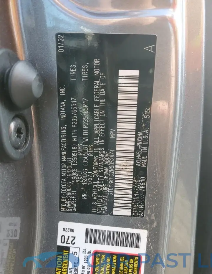 5TDYSKFC2NS052874# 12