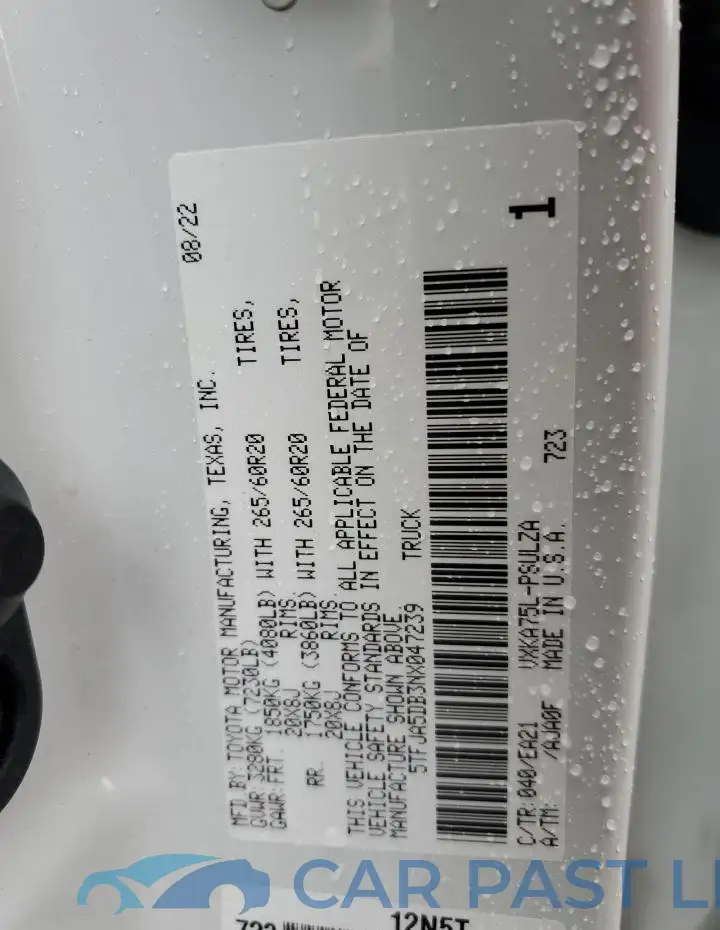5TFJA5DB3NX047239# 12