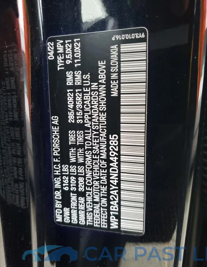 WP1BA2AY4NDA49285# 13