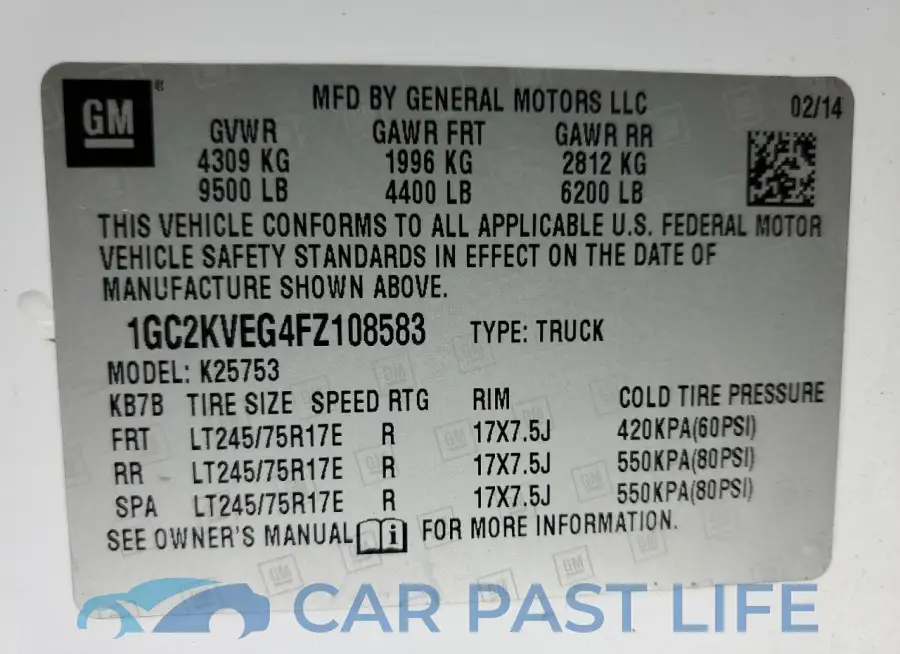 1GC2KVEG4FZ108583# 12