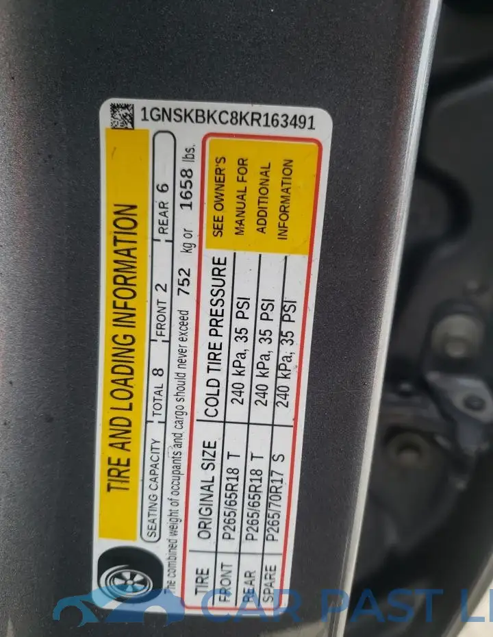1GNSKBKC8KR163491# 13