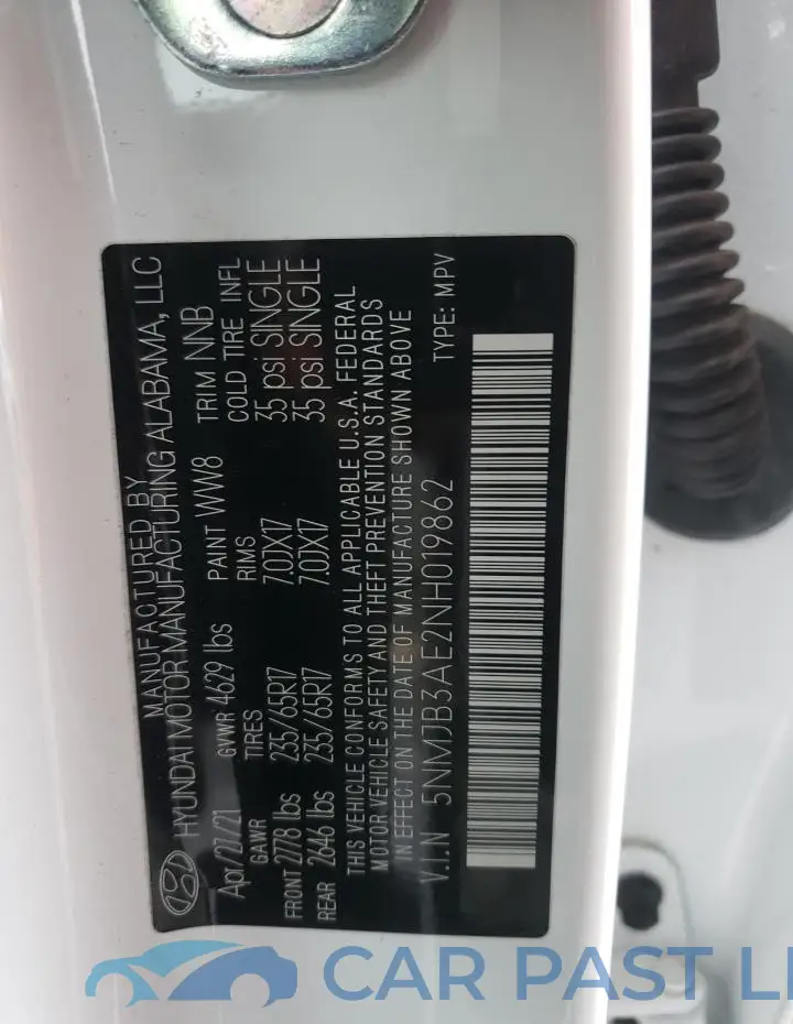 5NMJB3AE2NH019862# 13