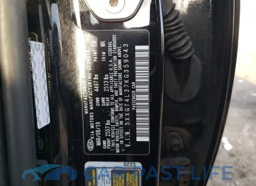 5XXGT4L37KG359043# 12
