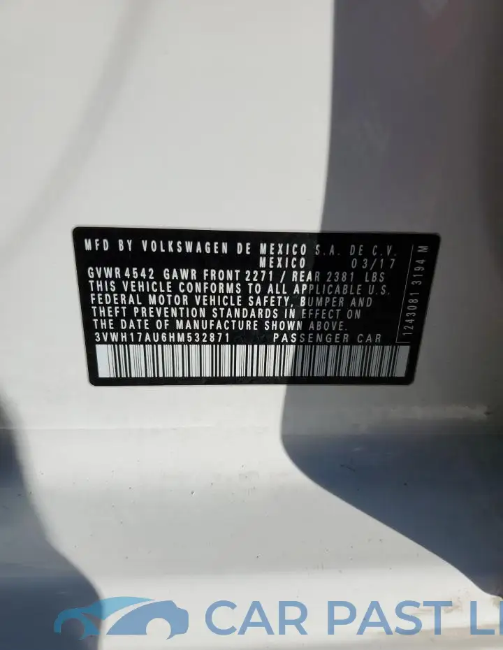 3VWH17AU6HM532871# 13
