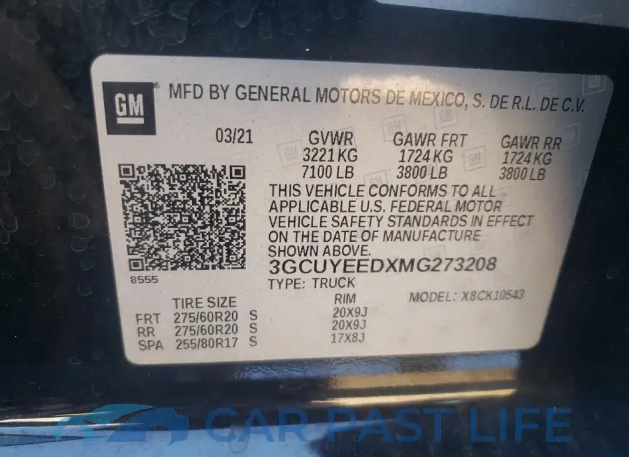 3GCUYEEDXMG273208# 12