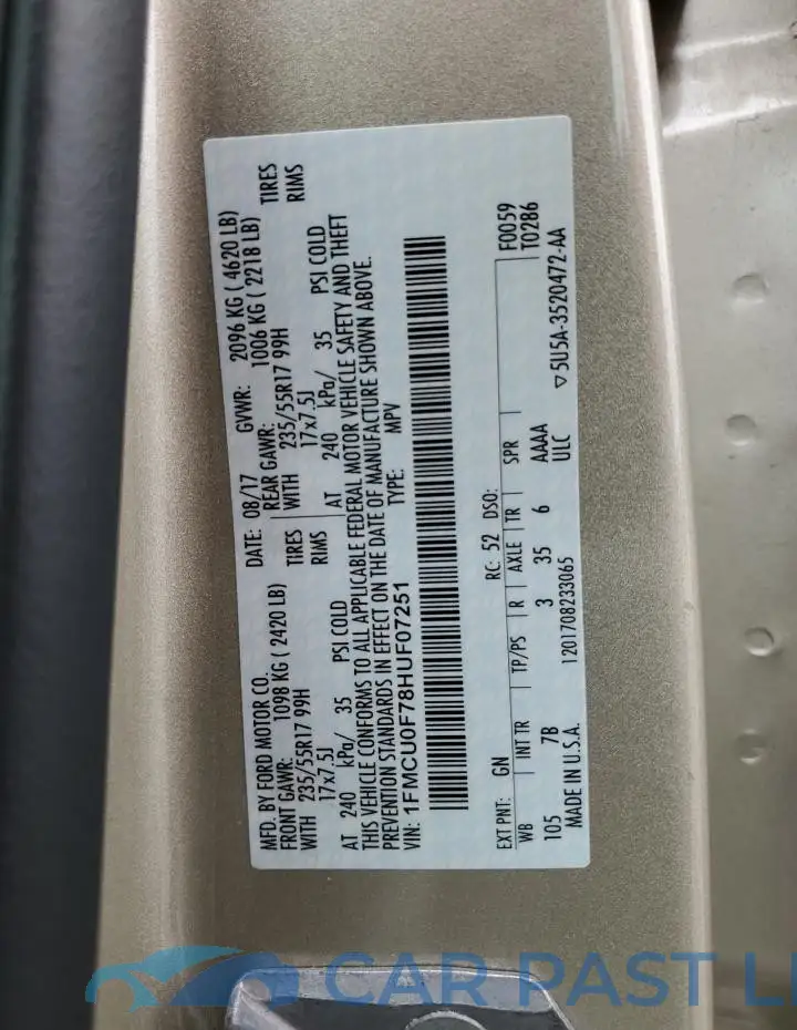 1FMCU0F78HUF07251# 13