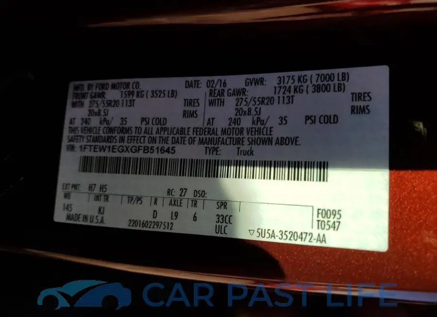 1FTEW1EGXGFB51645# 12