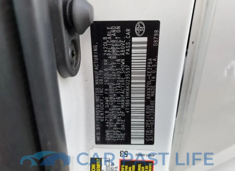 4T1B61HK6KU295597# 13