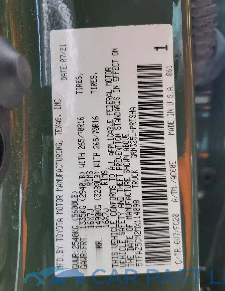 5TFAZ5CN2MX114898# 12