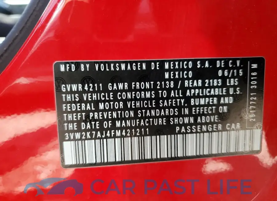 3VW2K7AJ4FM421211# 12