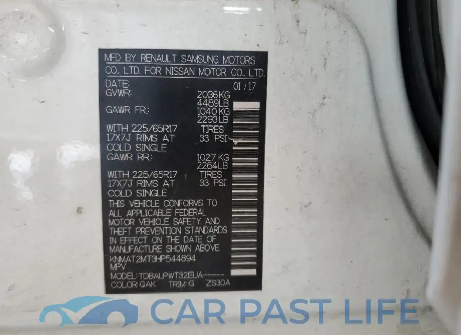 KNMAT2MT3HP544894# 12