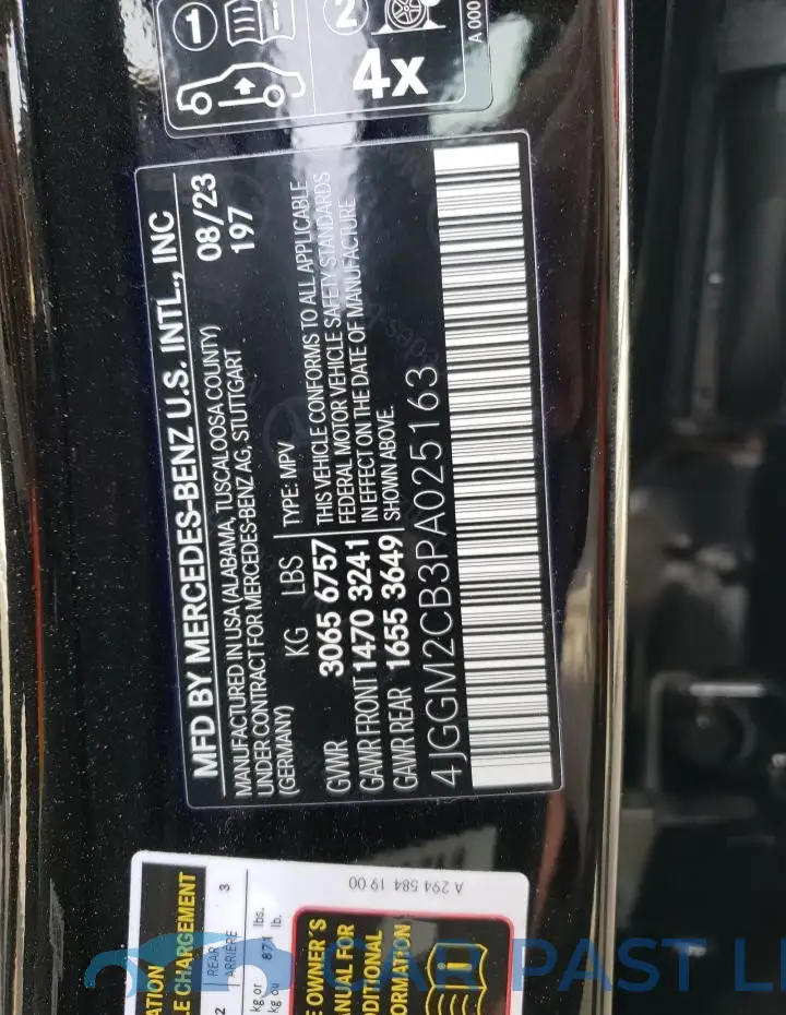 4JGGM2CB3PA025163# 12