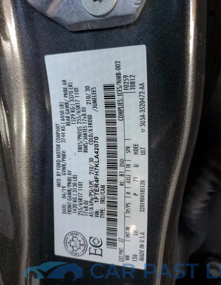 1FTER4FH7KLA42070# 12