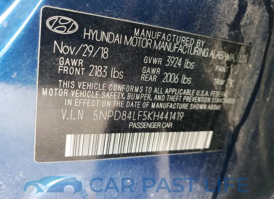 5NPD84LF5KH441419# 12