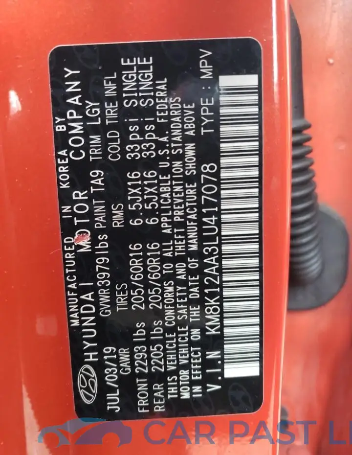 KM8K12AA3LU417078# 13