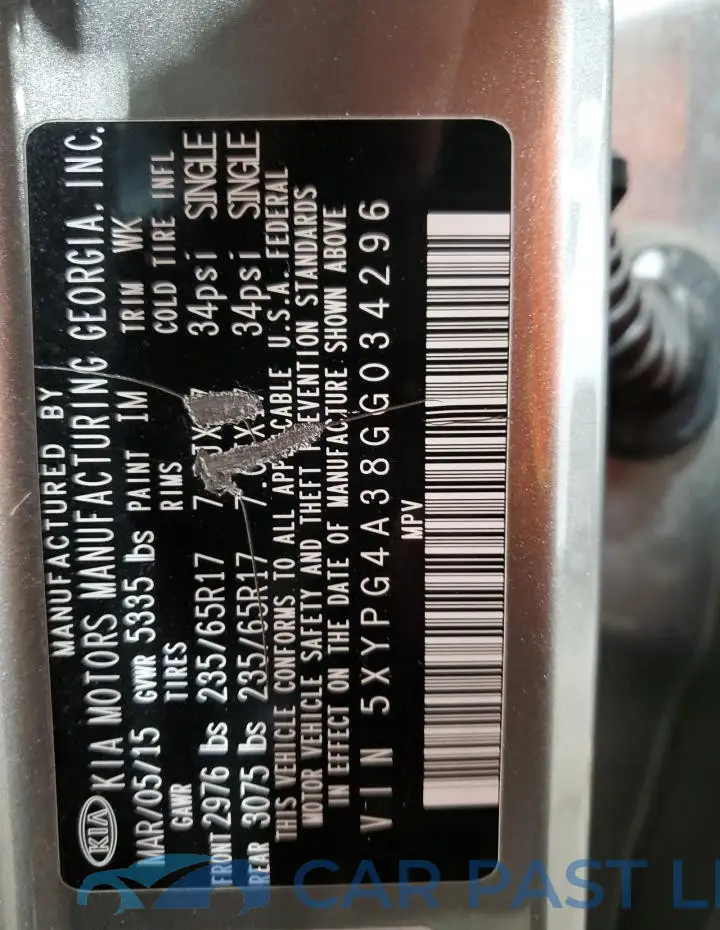 5XYPG4A38GG034296# 13