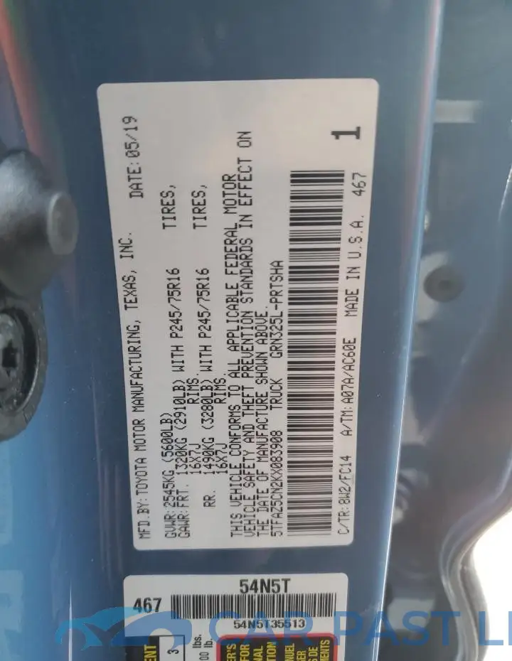 5TFAZ5CN2KX083908# 12