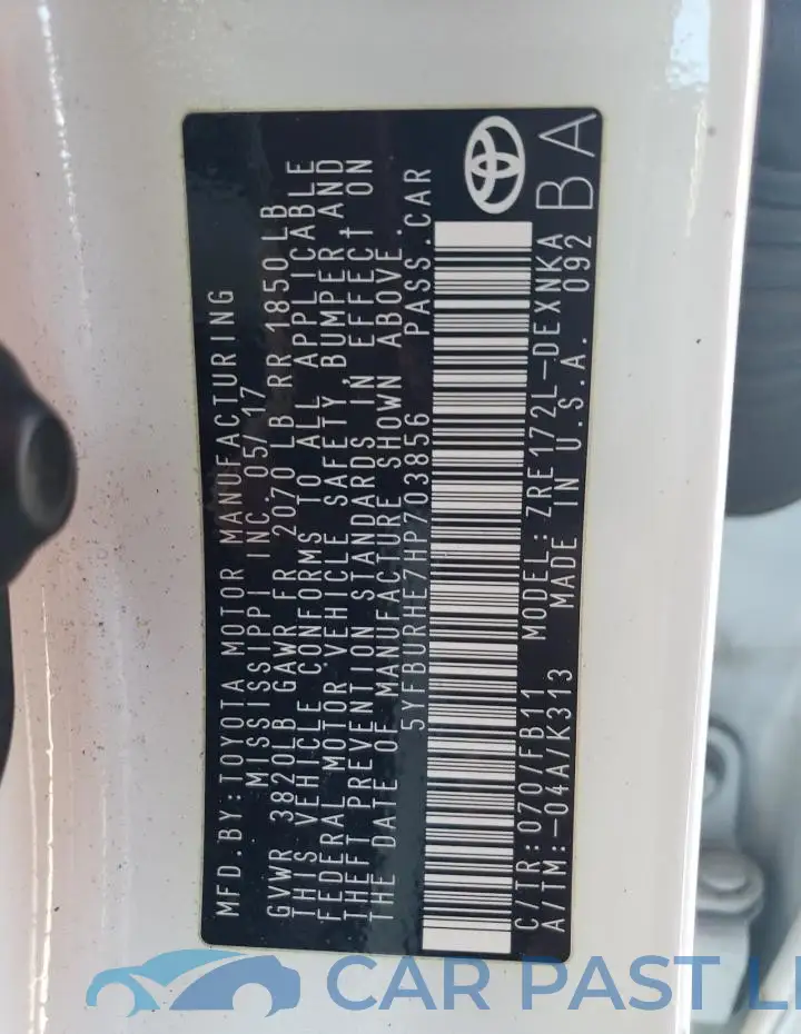 5YFBURHE7HP703856# 12