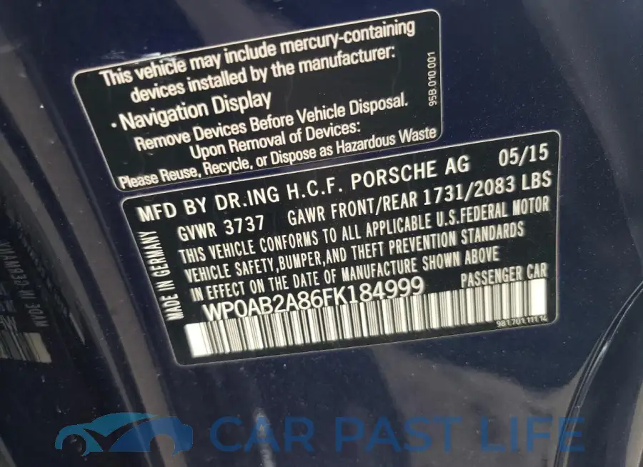 WP0AB2A86FK184999# 13