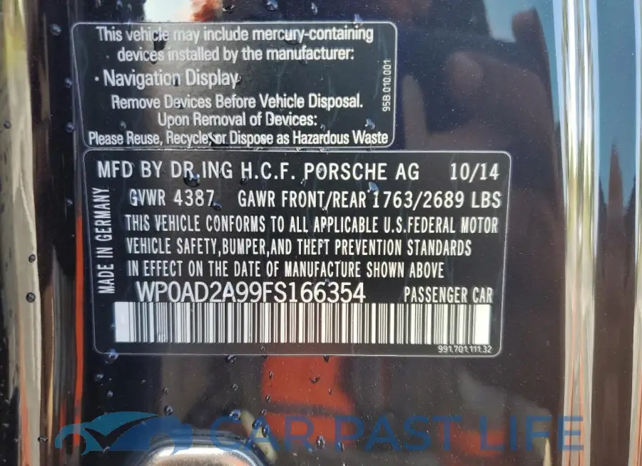 WP0AD2A99FS166354# 12
