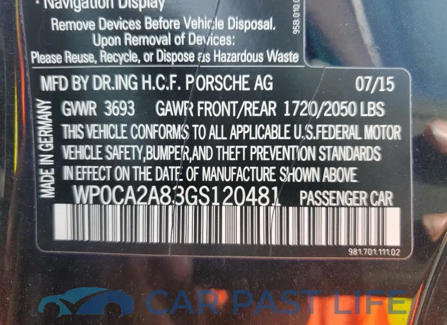 WP0CA2A83GS120481# 12