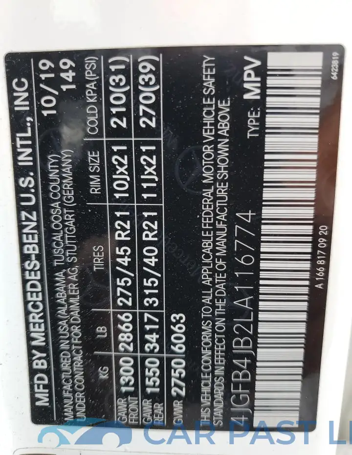 4JGFB4JB2LA116774# 13