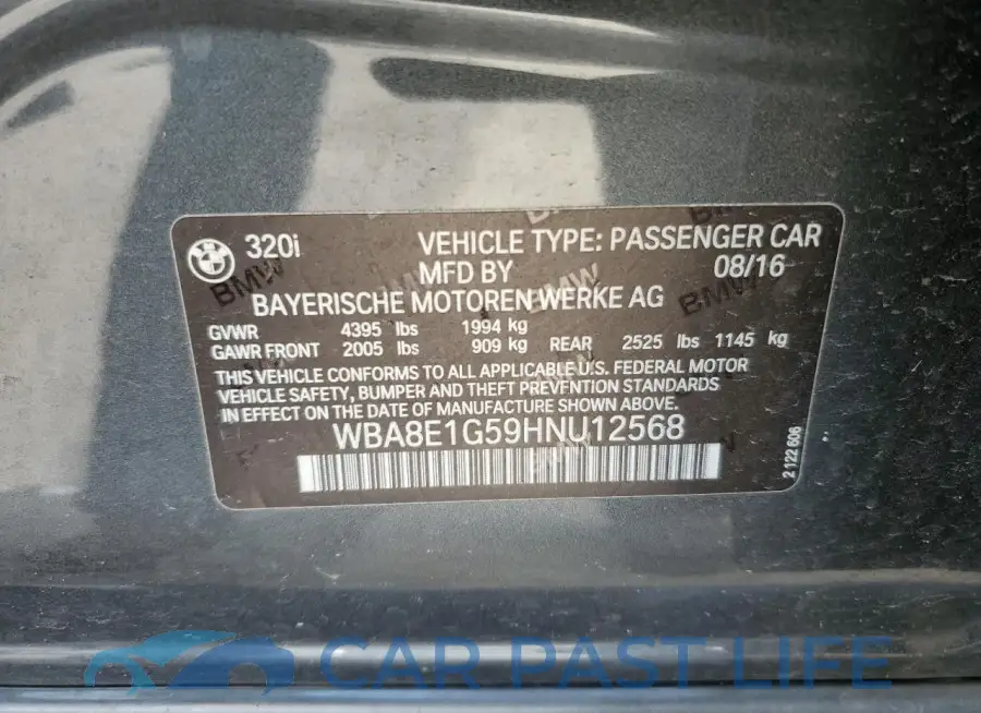 WBA8E1G59HNU12568# 12