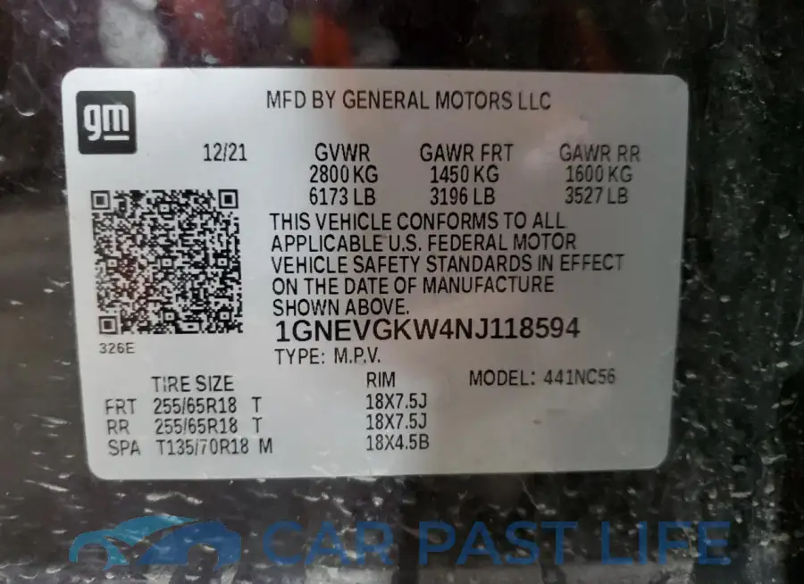 1GNEVGKW4NJ118594# 13