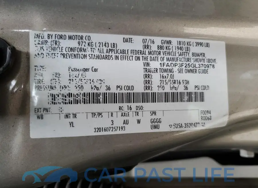 1FADP3F25GL370978# 12