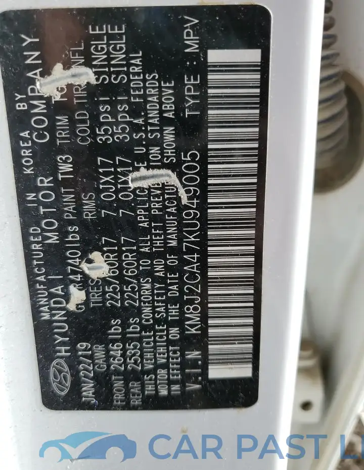 KM8J2CA47KU949005# 12