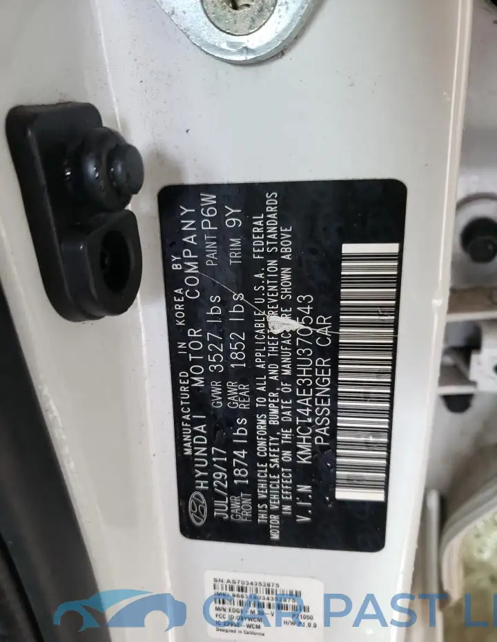 KMHCT4AE3HU370543# 12