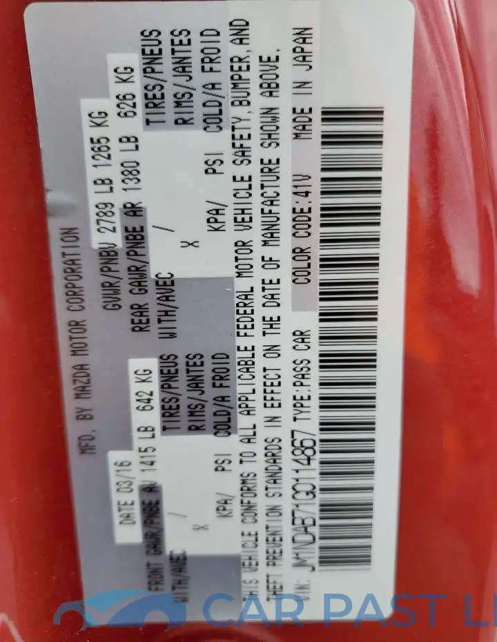 JM1NDAB71G0114867# 12