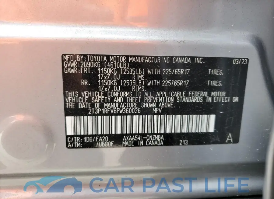 2T3P1RFV6PW360026# 13
