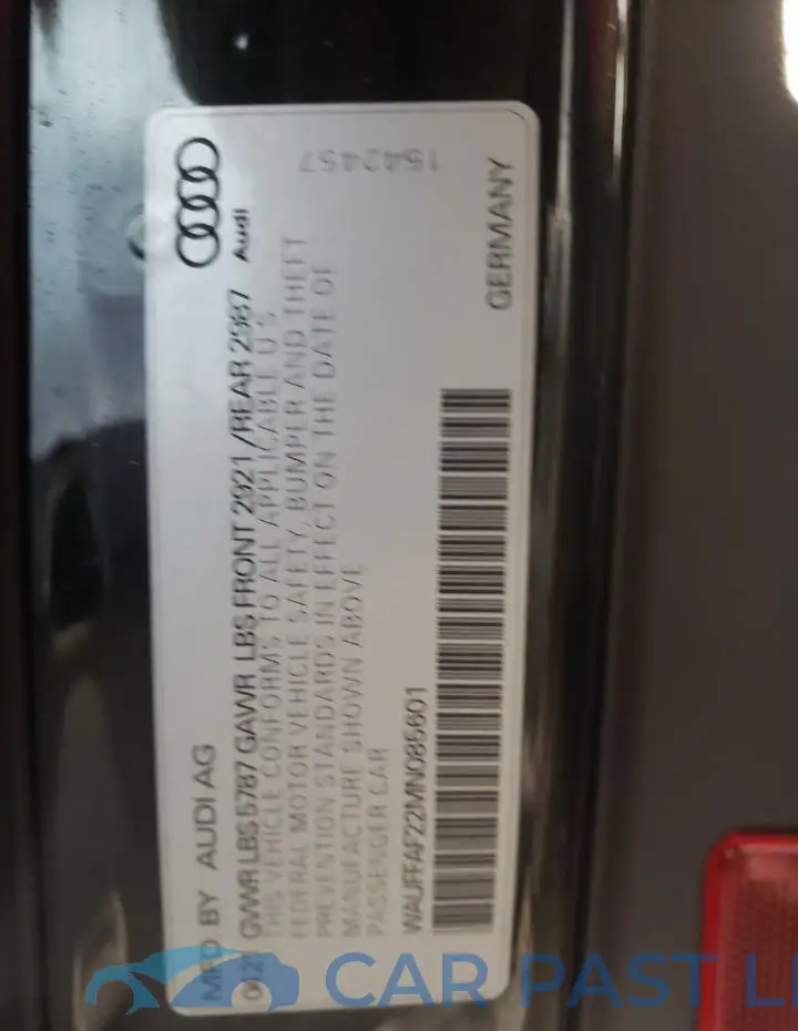 WAUFFAF22MN085601# 12